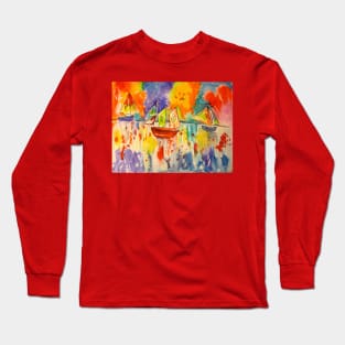 Colourful Sailing Boats at Sunset Long Sleeve T-Shirt